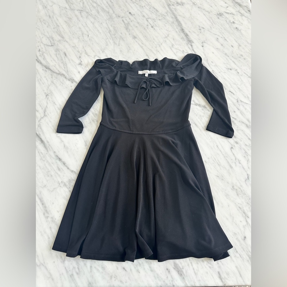 Lovers + Friends Black Off-Shoulder Long Sleeve Dress